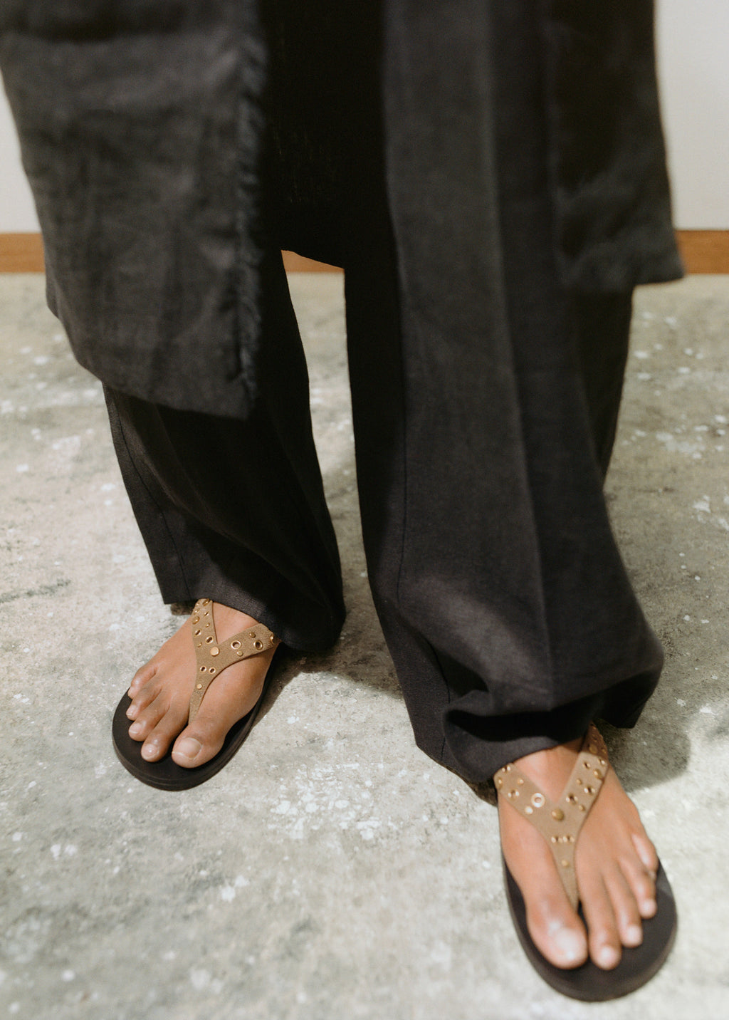 Suede Sandals With Eyelet Straps