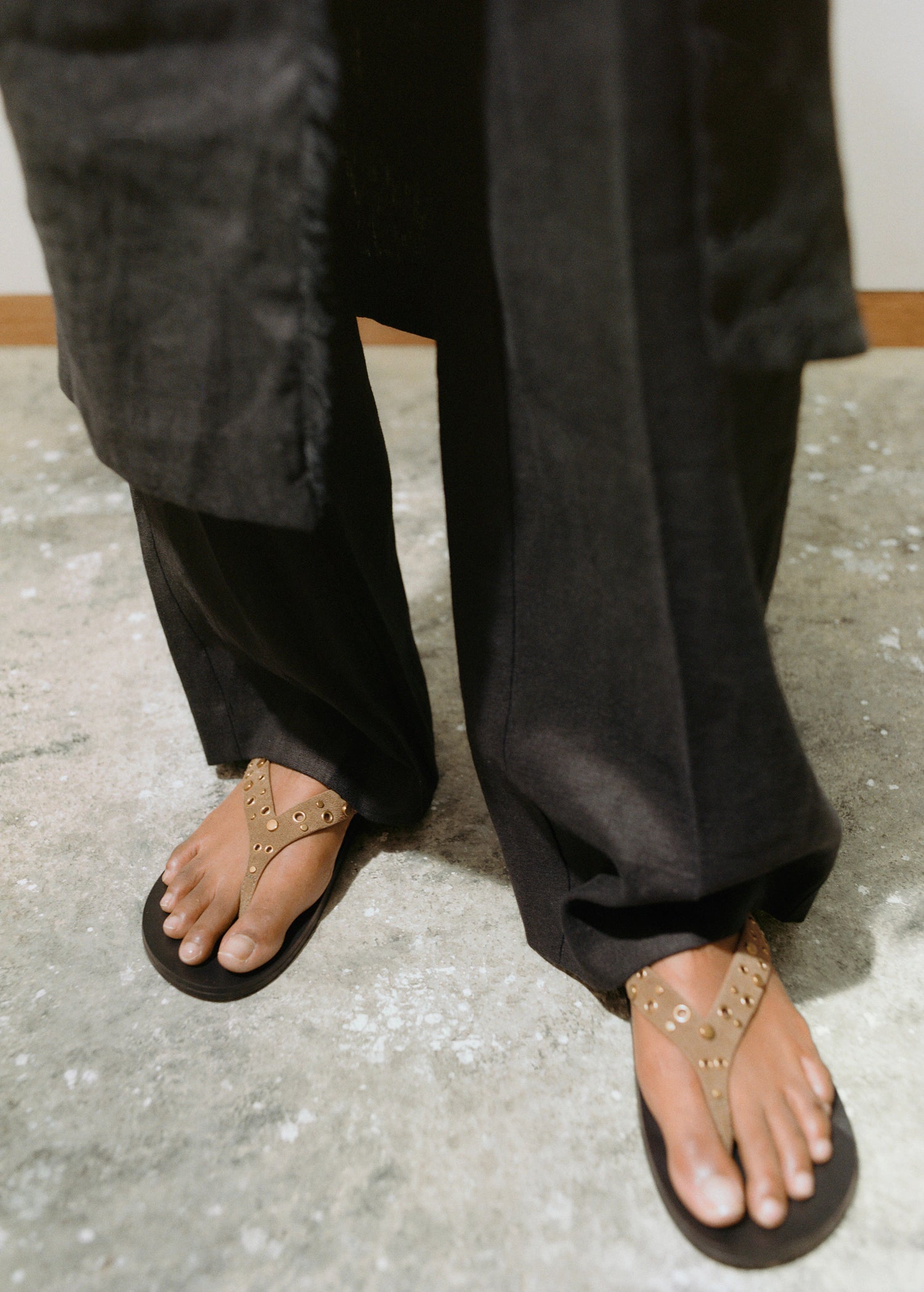 Suede Sandals With Eyelet Straps