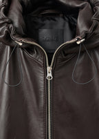 100% Leather Jacket With Hood