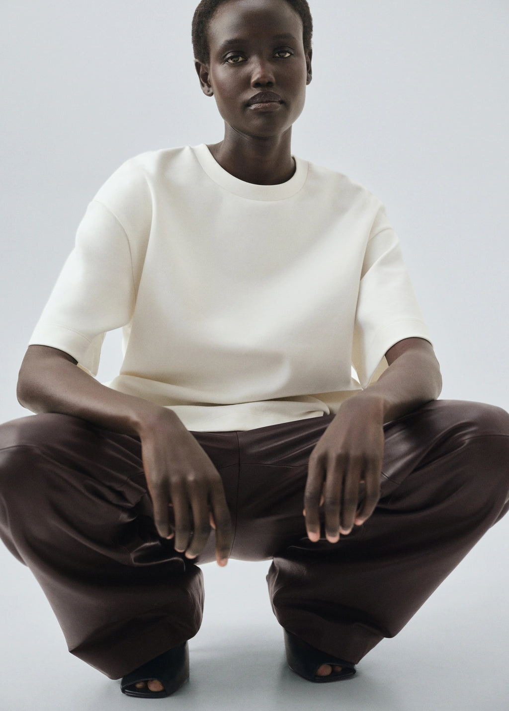 100% Leather Straight Leg Trousers