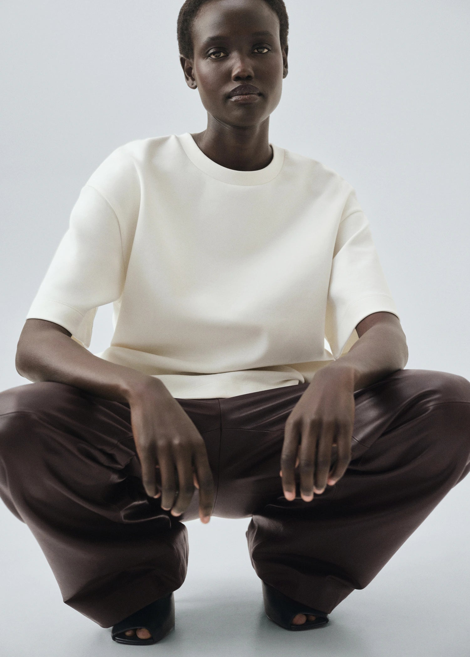 100% Leather Straight Leg Trousers