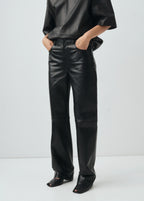 100% Leather Straight Leg Trousers