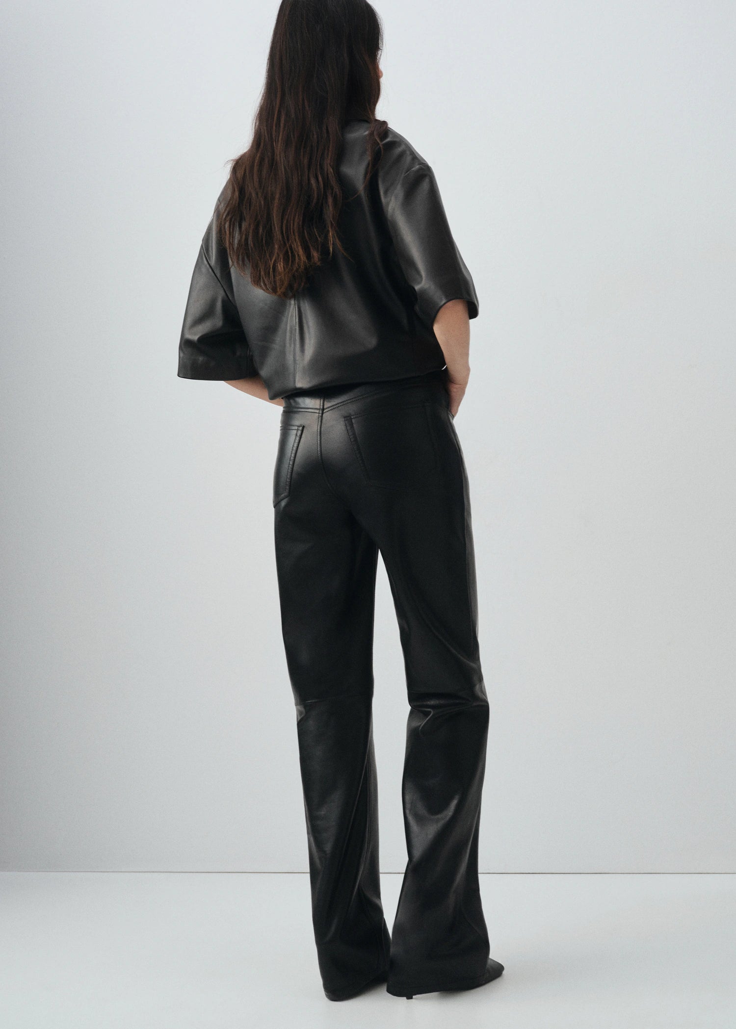100% Leather Straight Leg Trousers