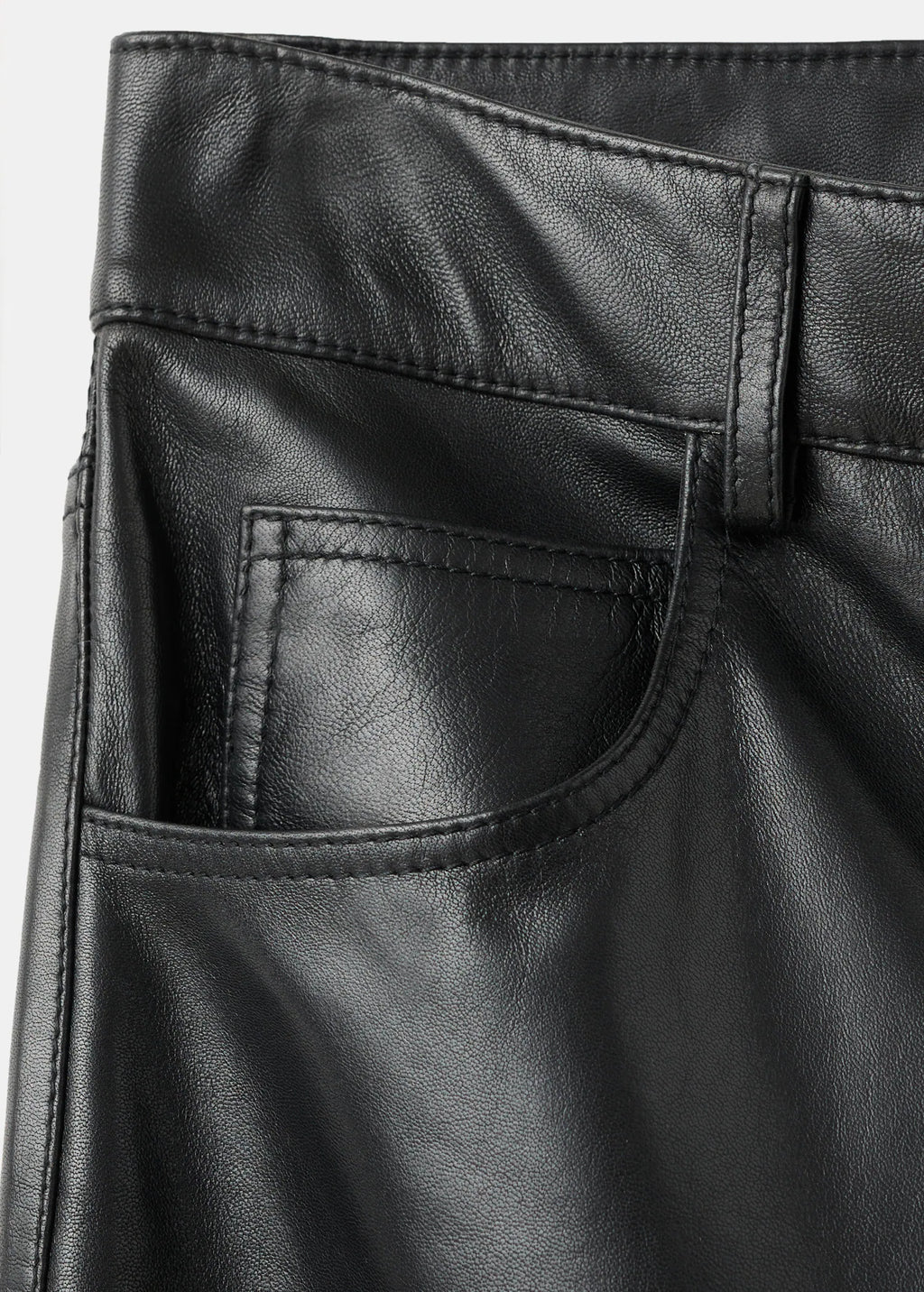 100% Leather Straight Leg Trousers