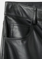 100% Leather Straight Leg Trousers