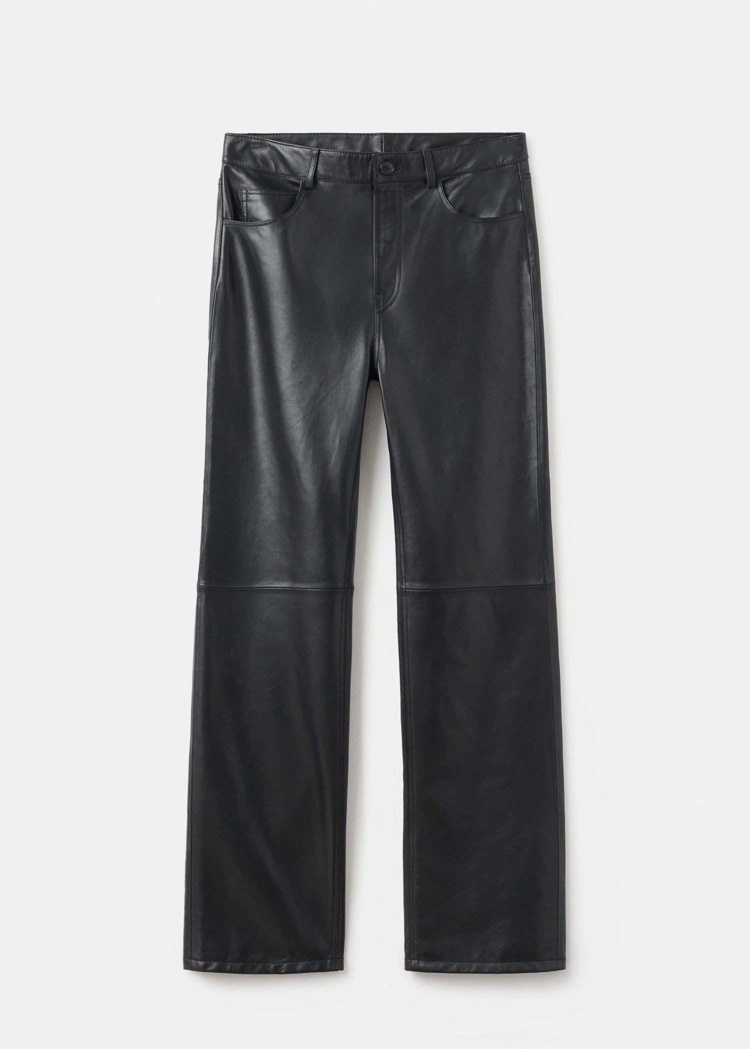 100% Leather Straight Leg Trousers