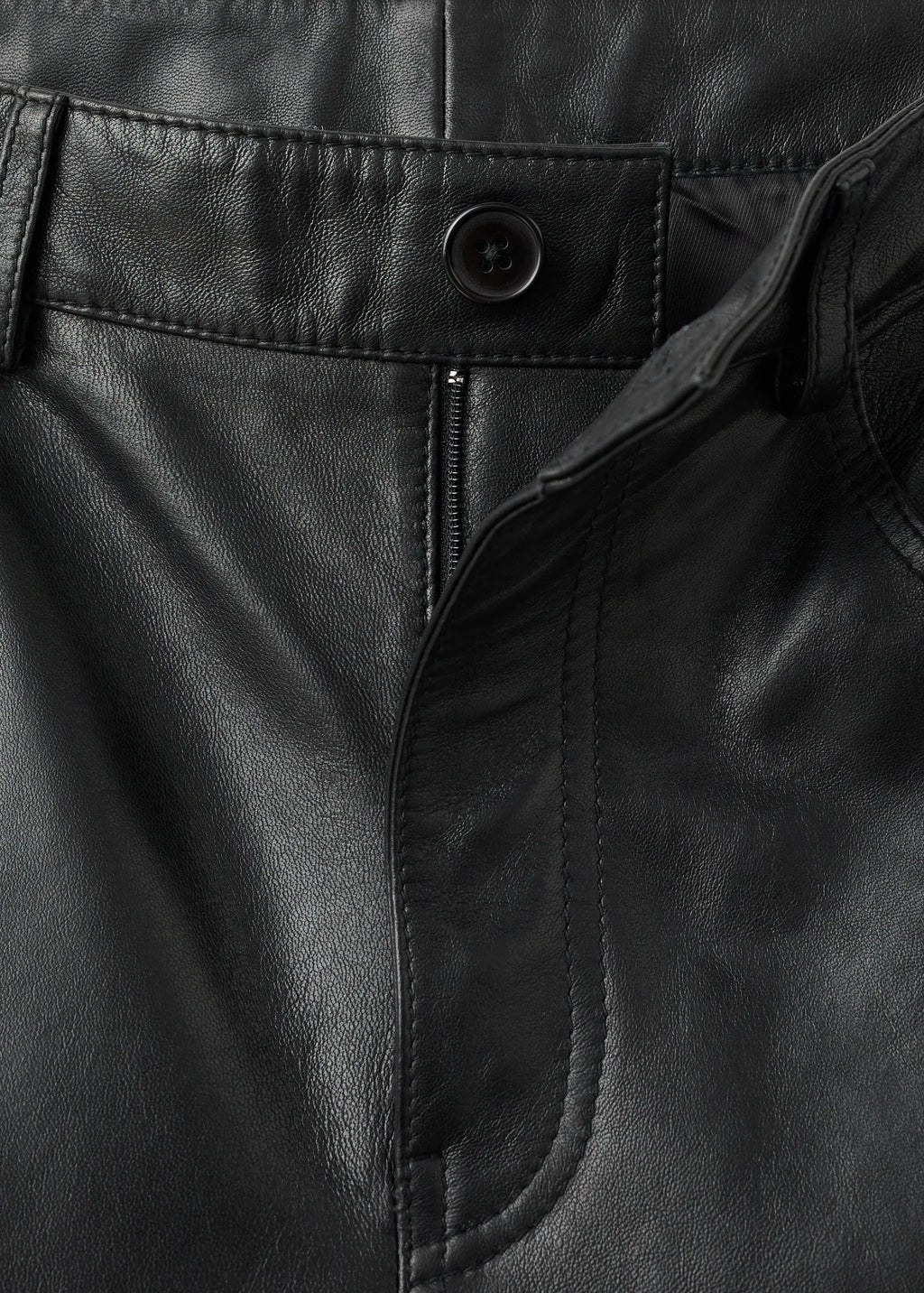 100% Leather Straight Leg Trousers