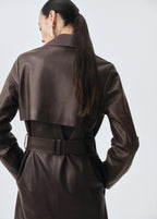 100% Leather Trench Coat With Belt