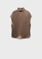 100% Silk Satin Turtleneck Blouse