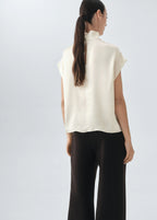 100% Silk Satin Turtleneck Blouse