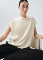 100% Silk Satin Turtleneck Blouse