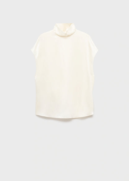 100% Silk Satin Turtleneck Blouse