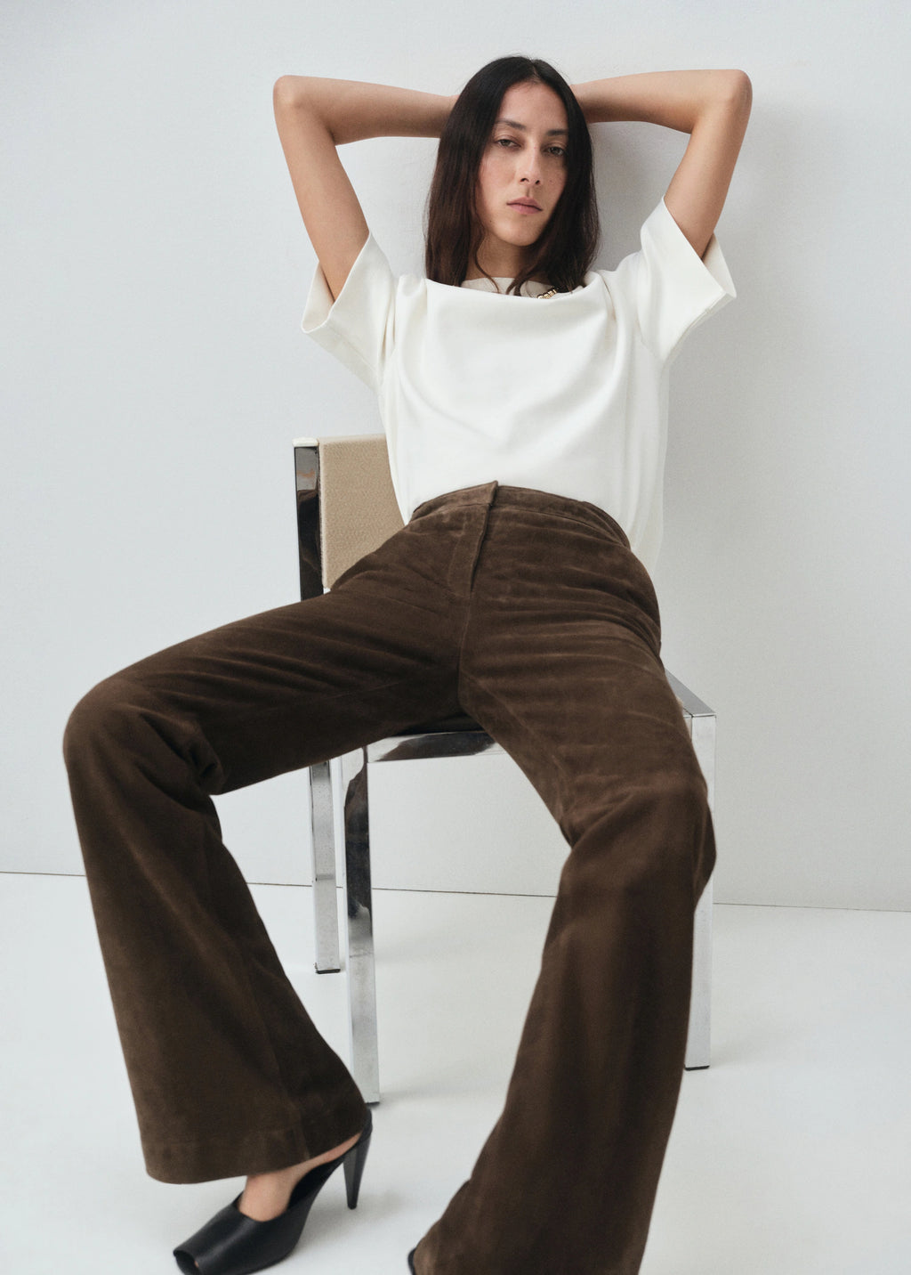 100% Suede Flared Trousers