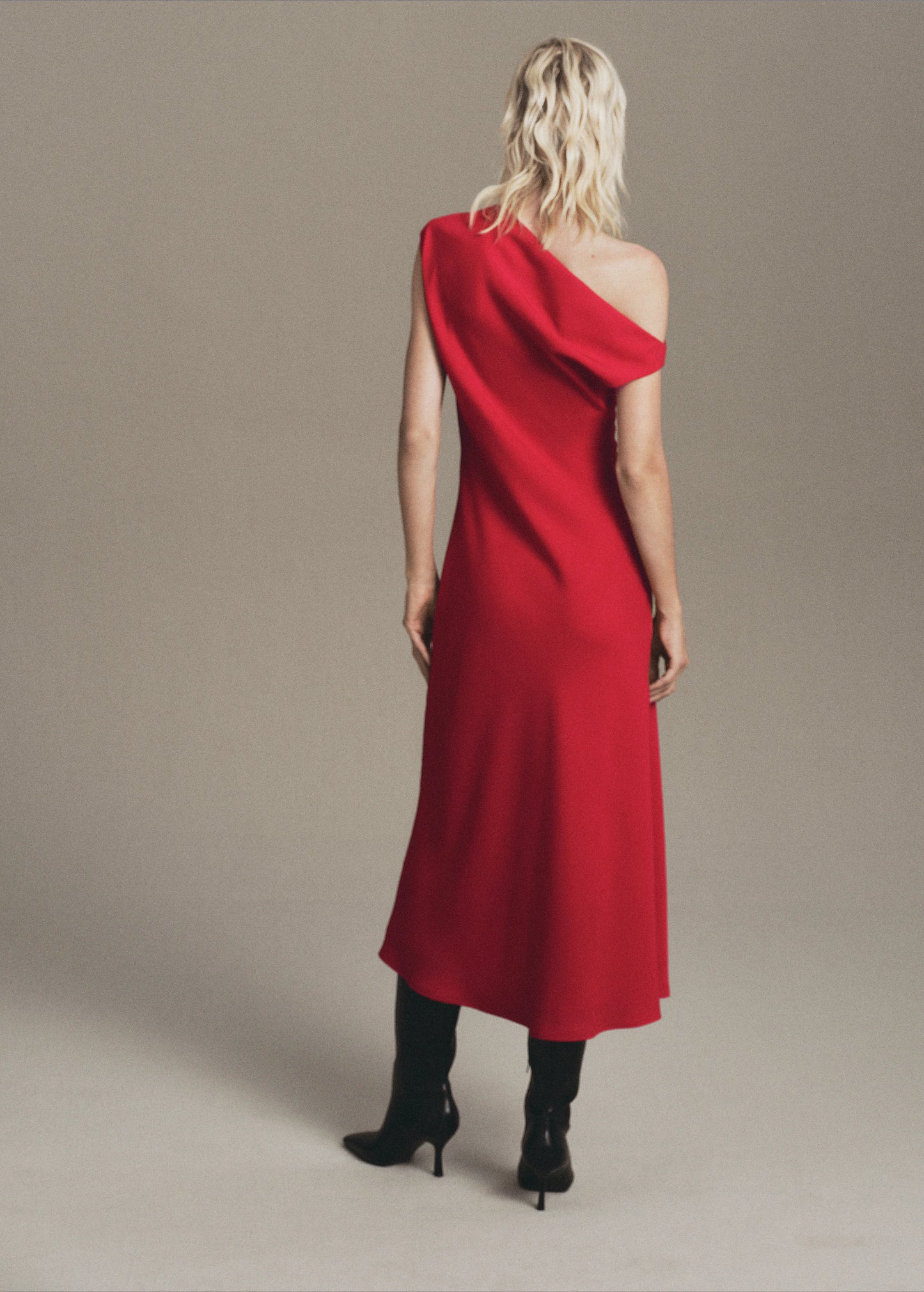A Line Dress With Asymmetrical Neckline