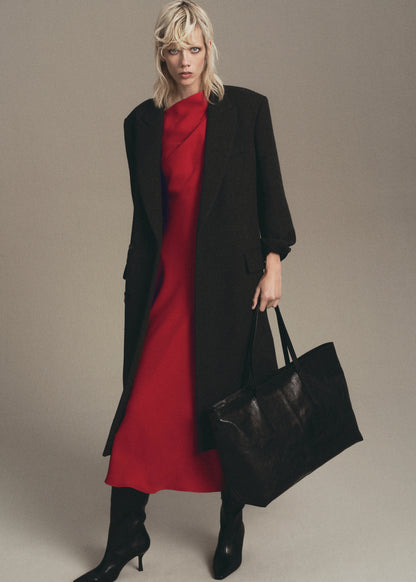 A Line Dress With Asymmetrical Neckline