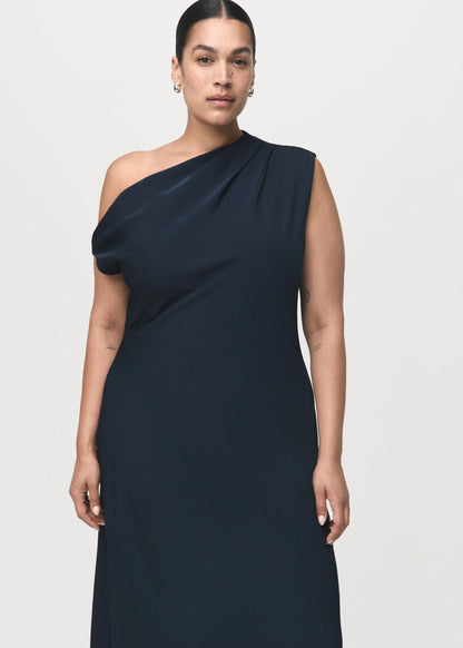 A Line Dress With Asymmetrical Neckline