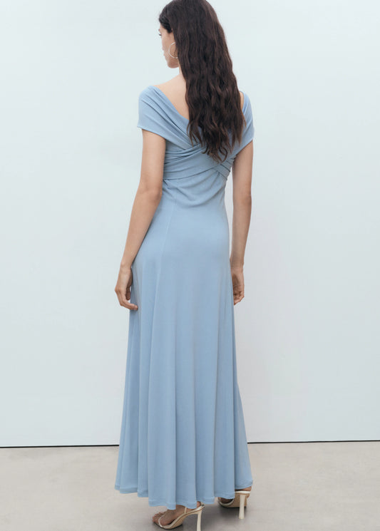 A Line Dress With Crossover Neckline