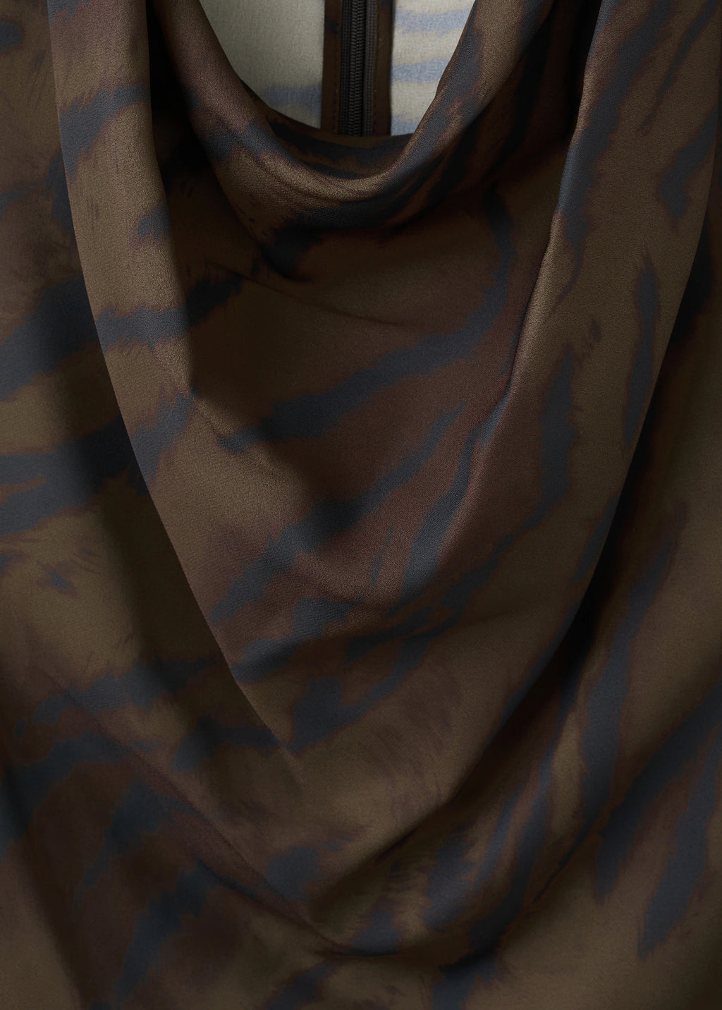 Animal Print Blouse With Draped Collar