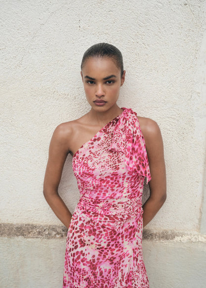 Asymmetrical Animal Print Dress