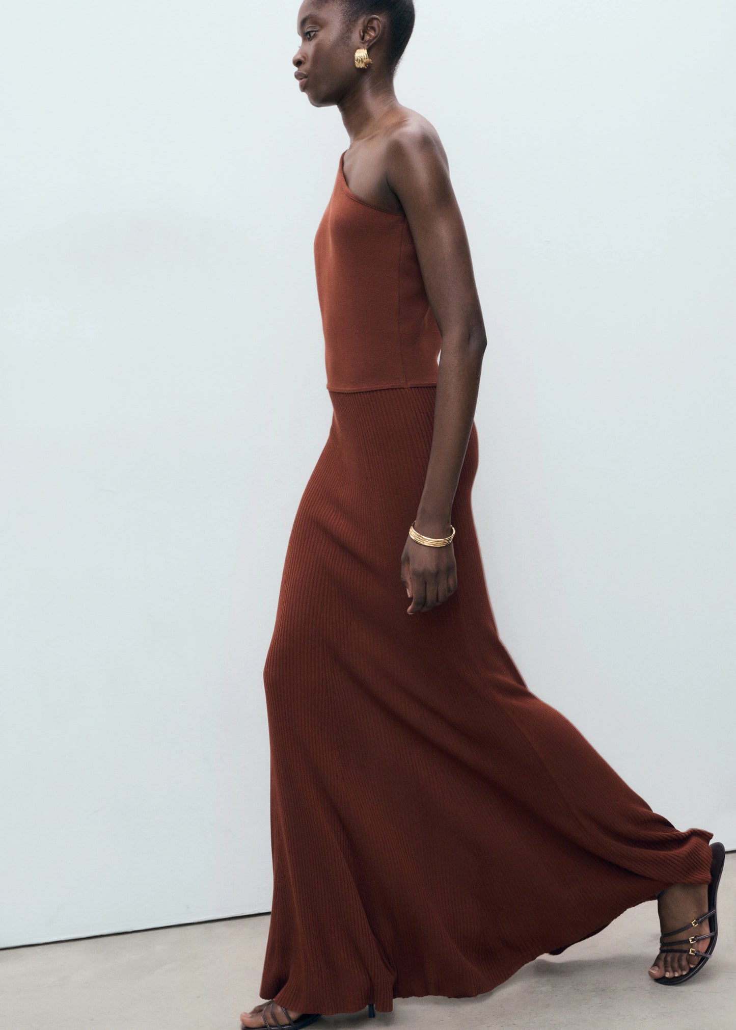 Asymmetrical Combined Knit Dress