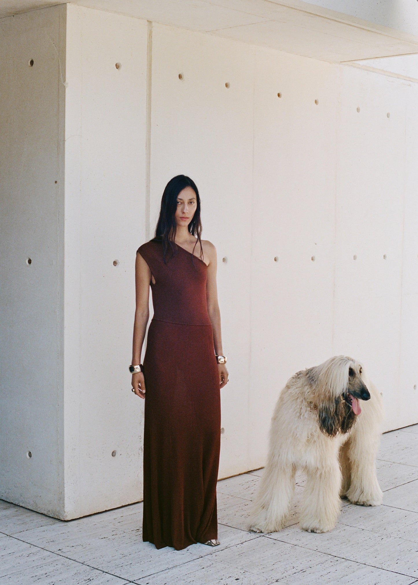 Asymmetrical Combined Knit Dress