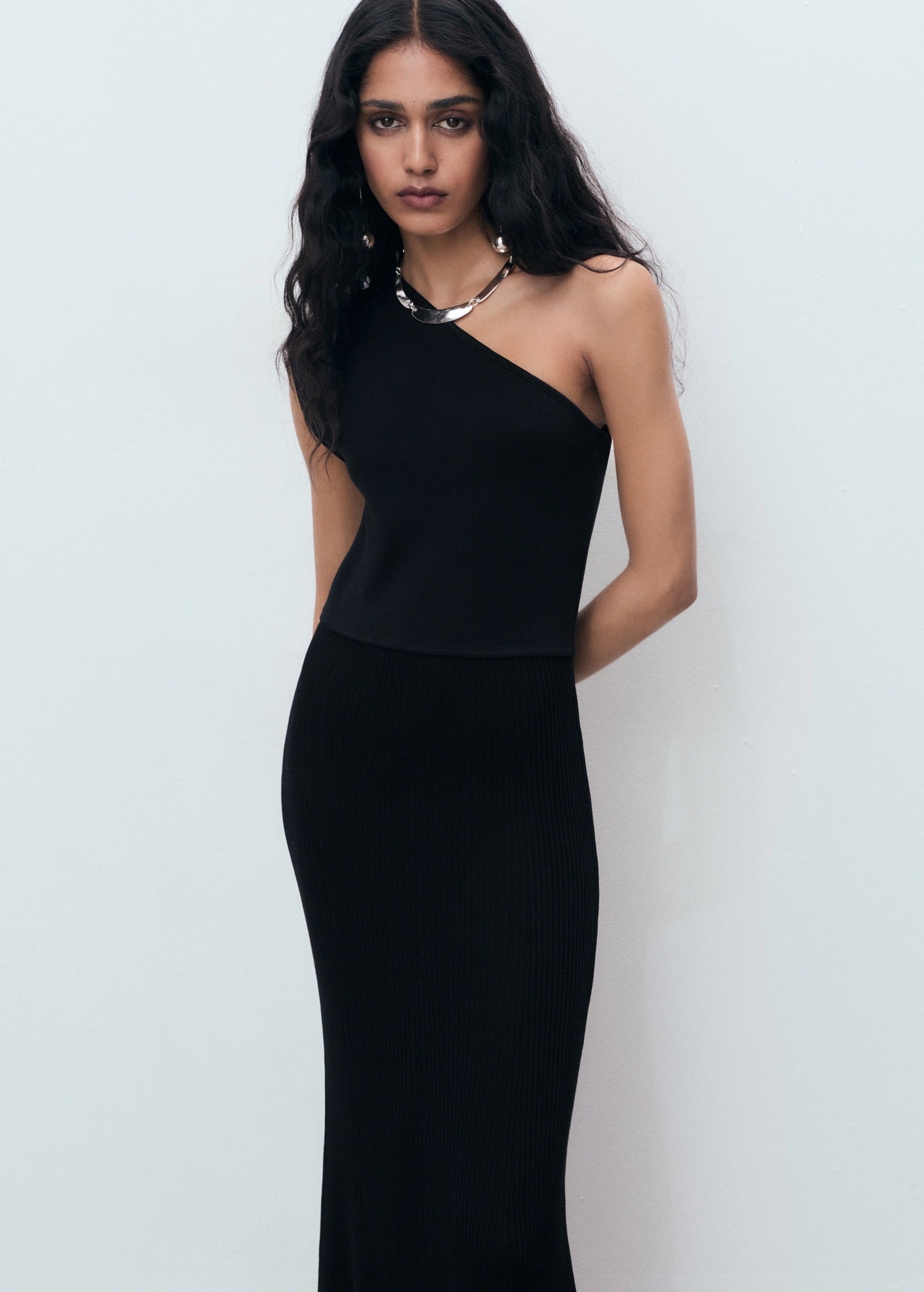 Asymmetrical Combined Knit Dress