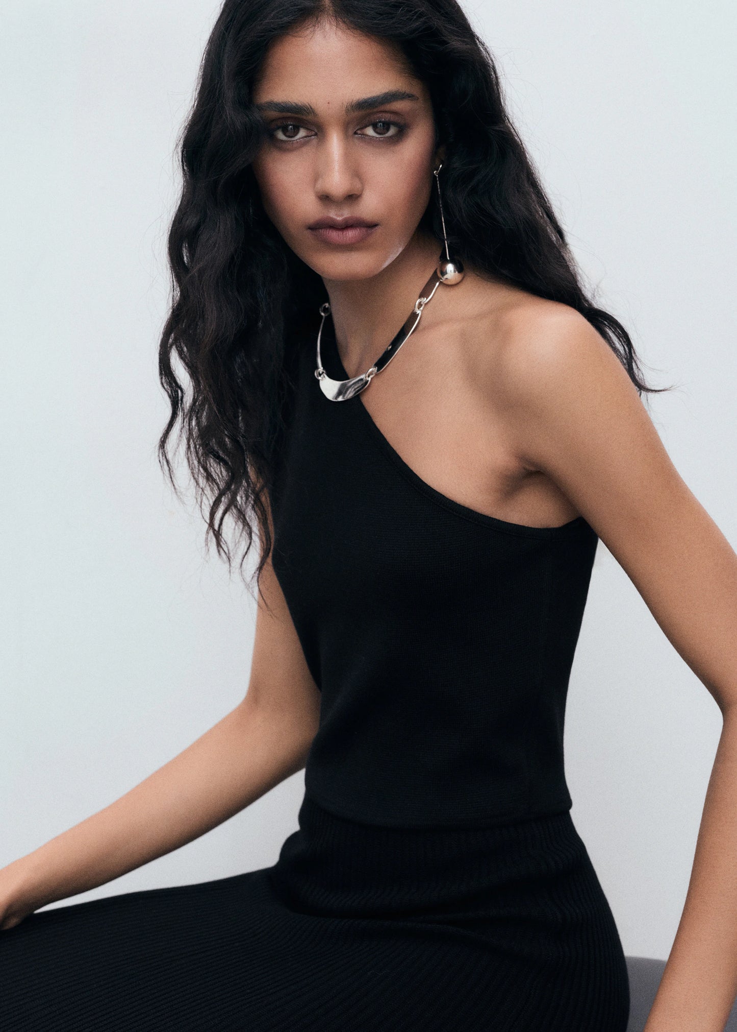 Asymmetrical Combined Knit Dress