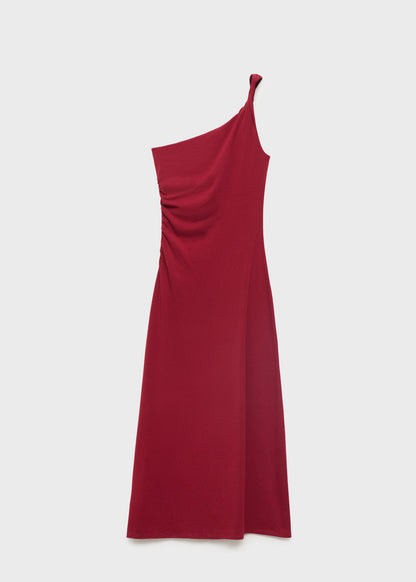 Asymmetrical Dress With Gathered Strap