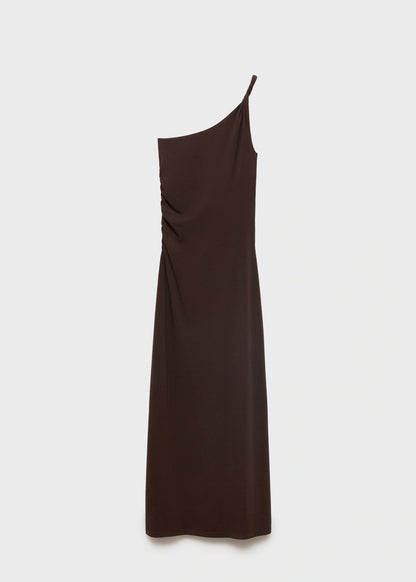 Asymmetrical Dress With Gathered Strap