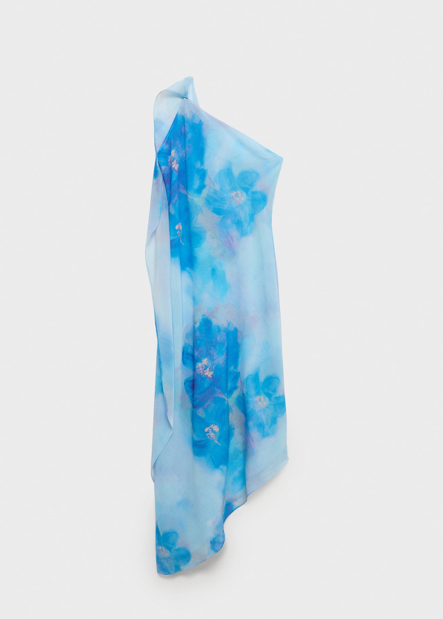 Asymmetrical Floral Scarf Dress