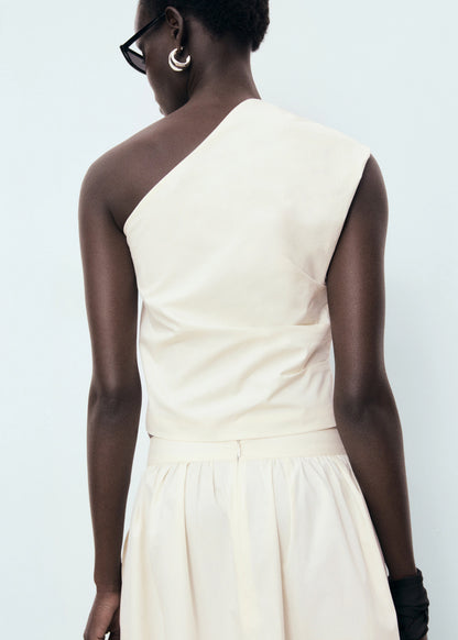 Asymmetrical Flower Embroidered Top