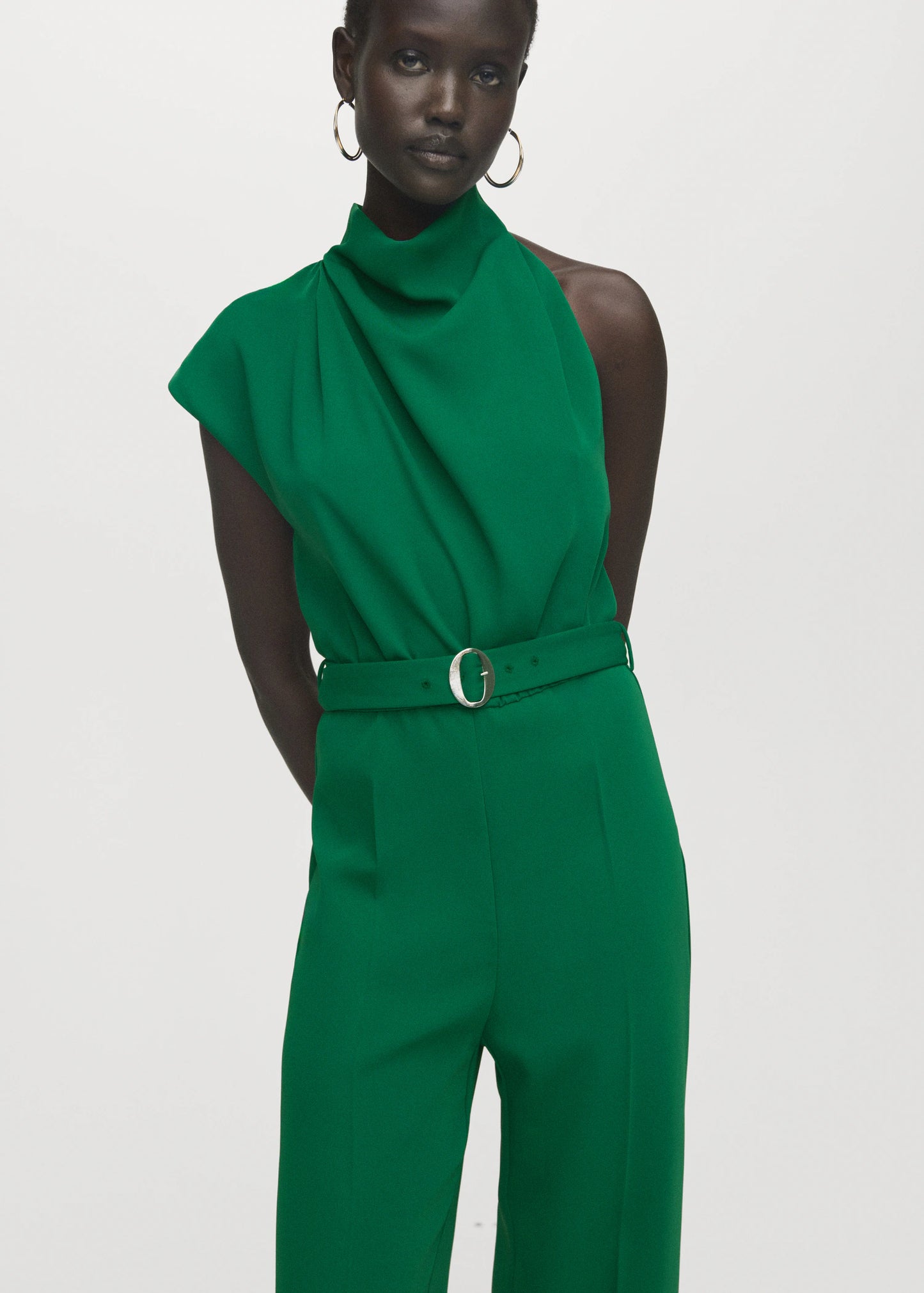 Asymmetrical Long Jumpsuit With Belt