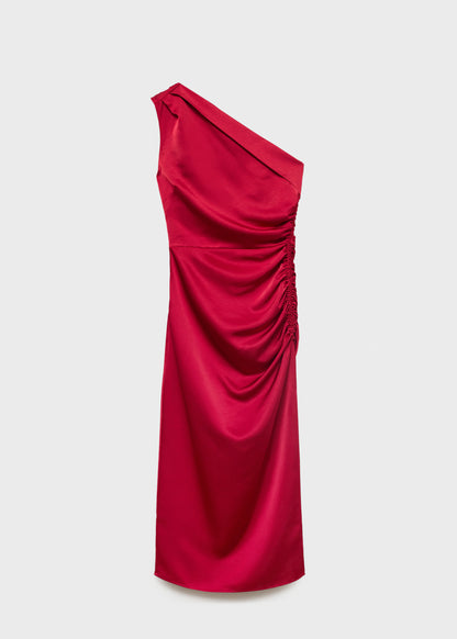 Asymmetrical Satin Dress With Side Slits