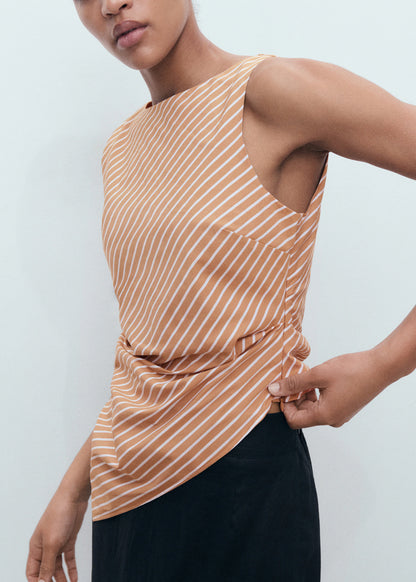 Asymmetrical Striped Cotton Top