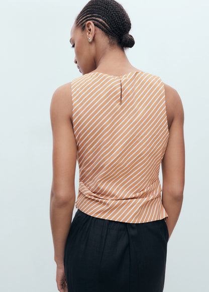 Asymmetrical Striped Cotton Top