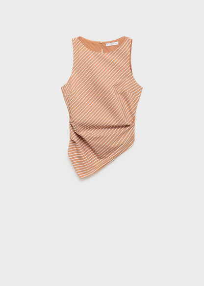 Asymmetrical Striped Cotton Top