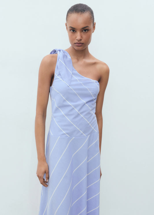 Asymmetrical Striped Dress With Knot