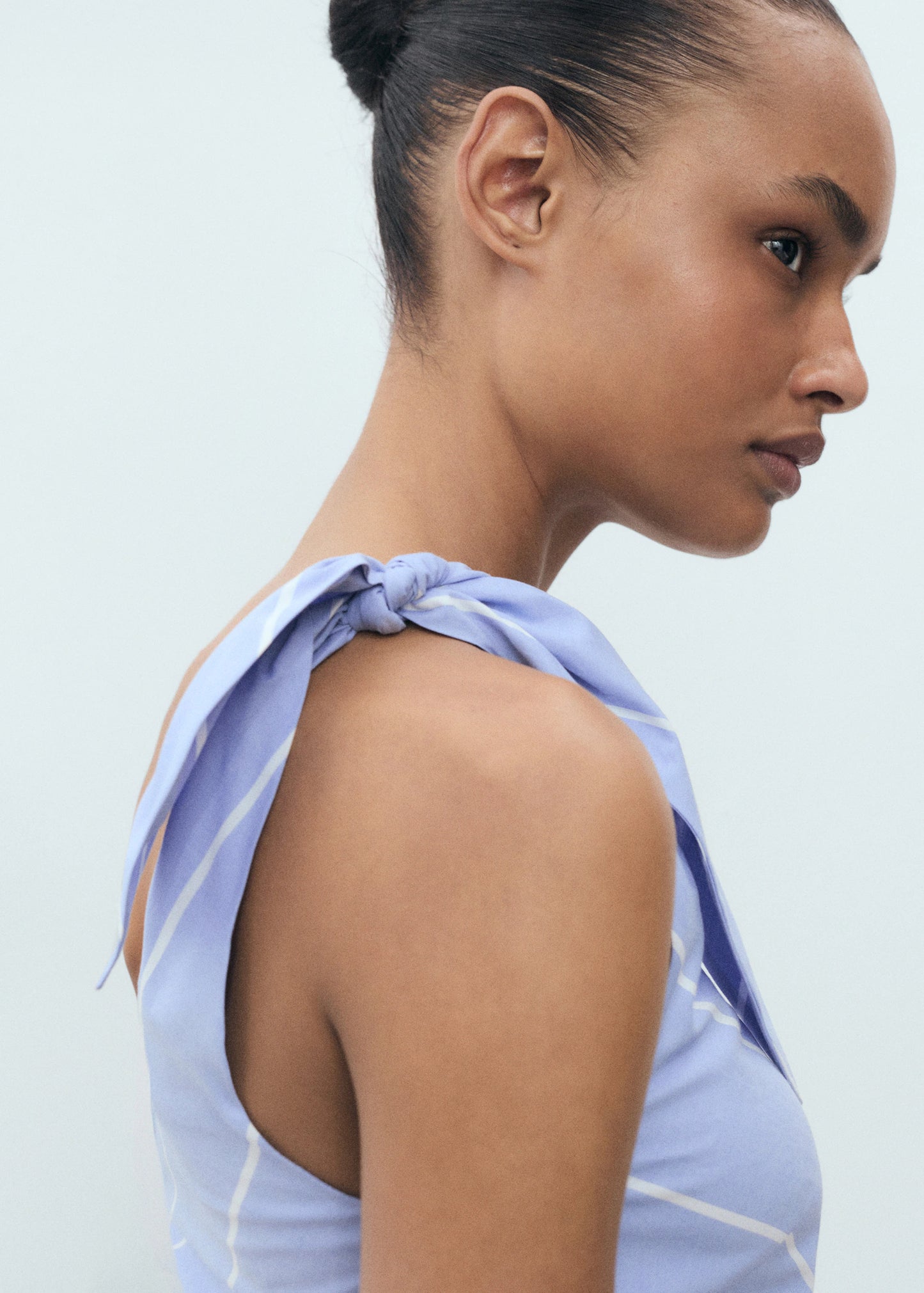 Asymmetrical Striped Dress With Knot