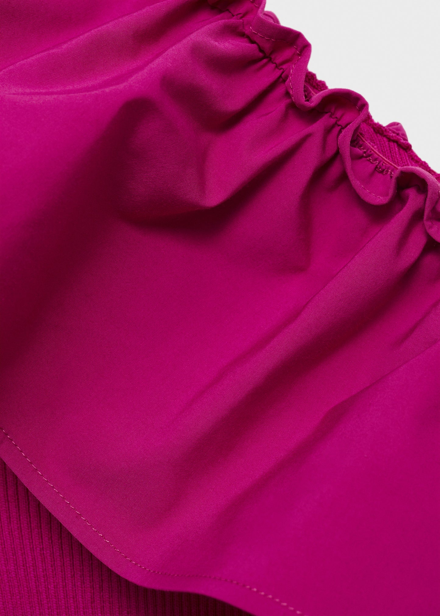 Asymmetrical Top In Combined Fabric