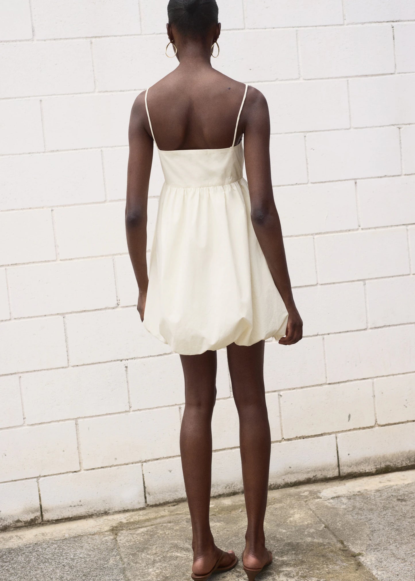 Balloon Dress With Embroidered Flowers