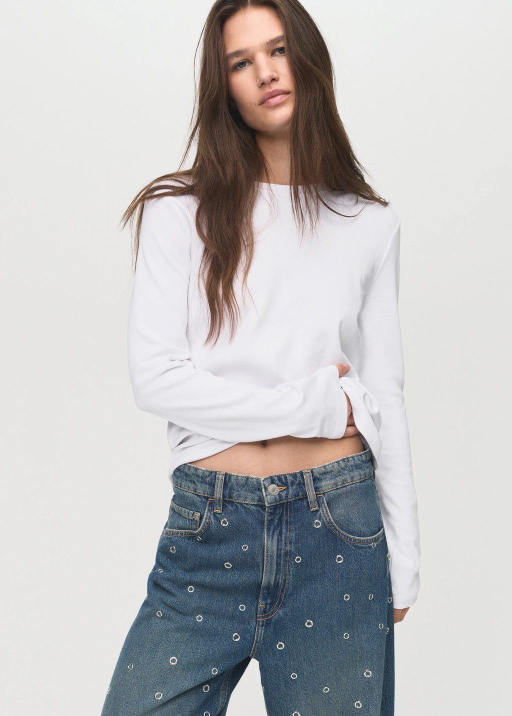 Barrel Jeans With Eyelets
