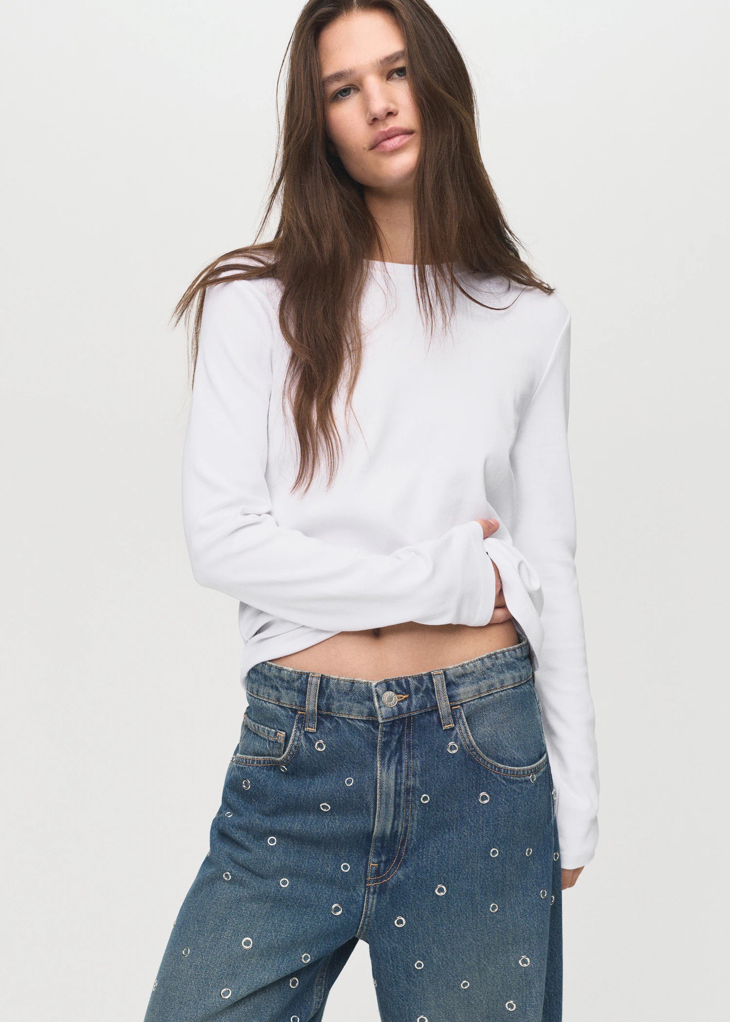 Barrel Jeans With Eyelets