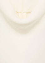 Blouse With Draped Collar And Contrasting Trim