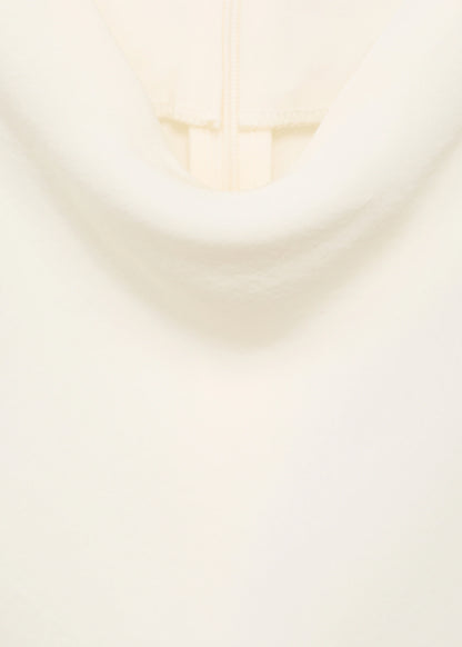 Blouse With Draped Collar And Contrasting Trim