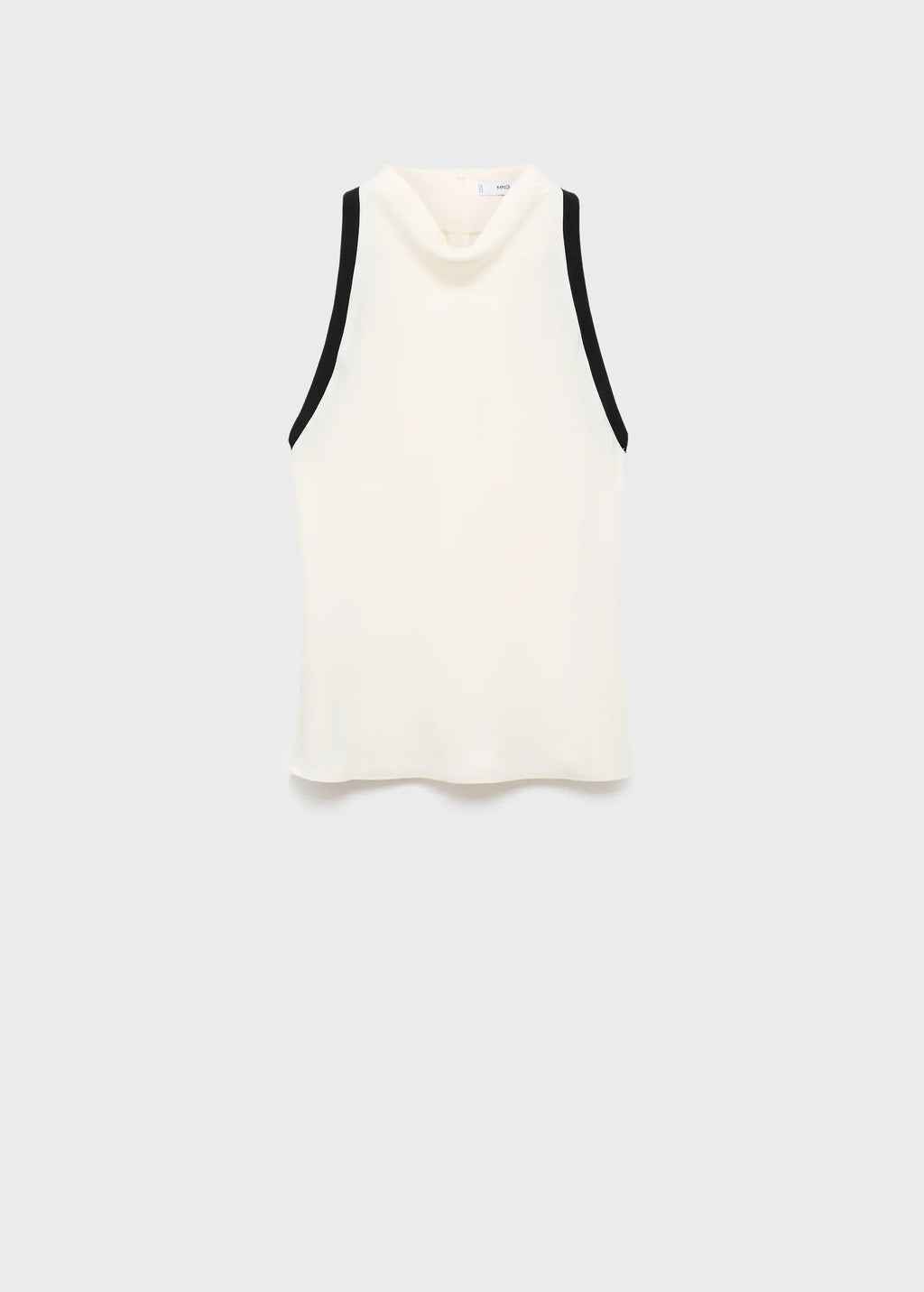 Blouse With Draped Collar And Contrasting Trim