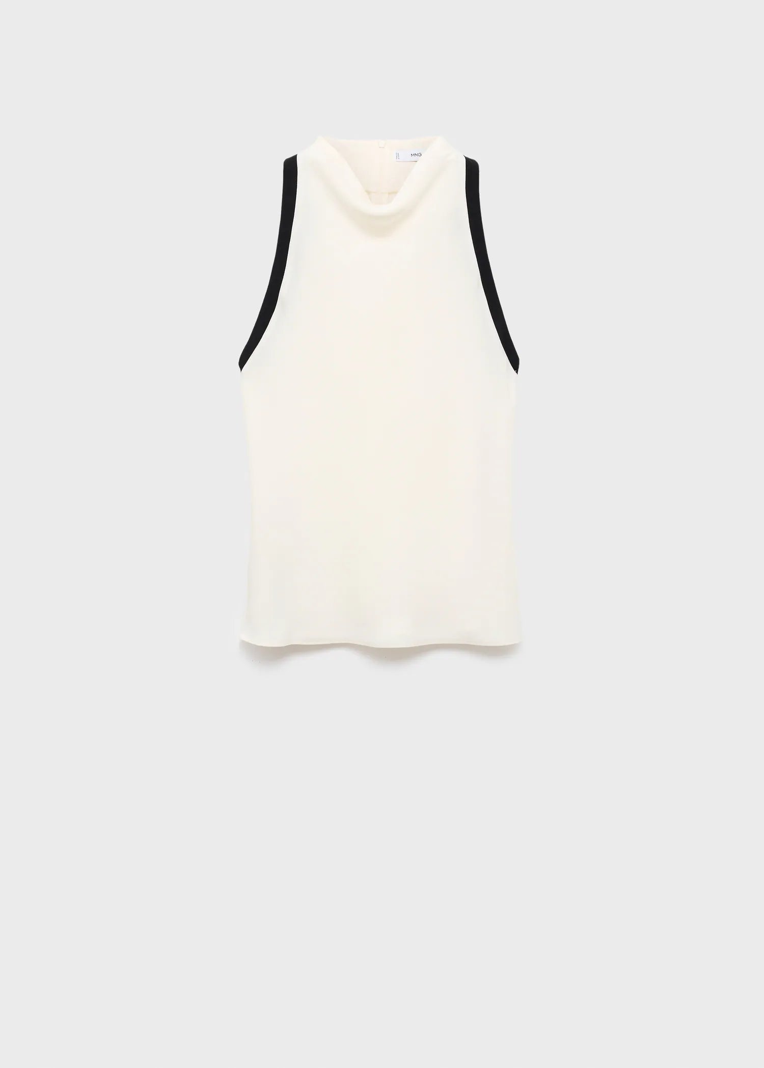 Blouse With Draped Collar And Contrasting Trim