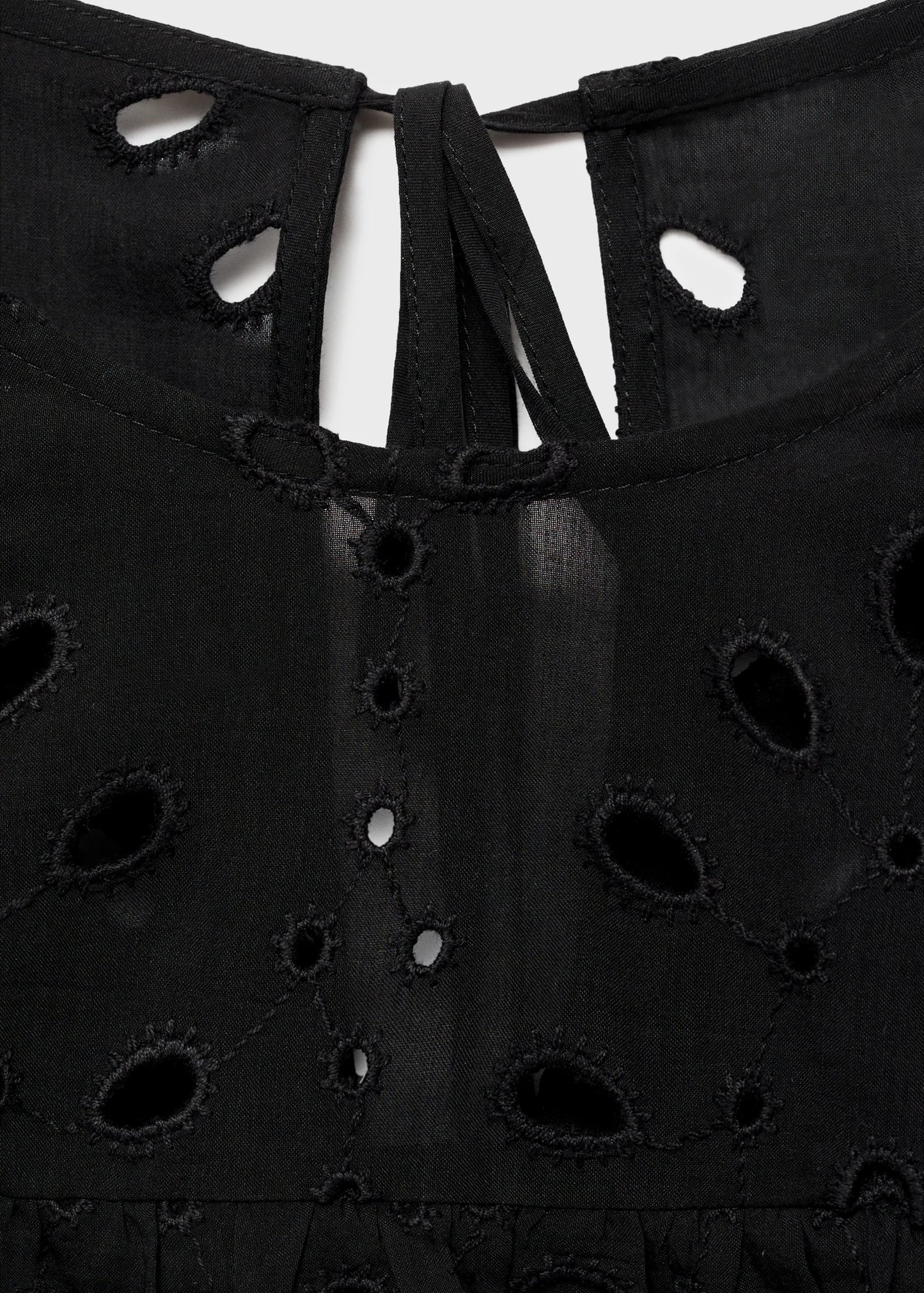 Blouse With Embroidered Eyelet Ruffles