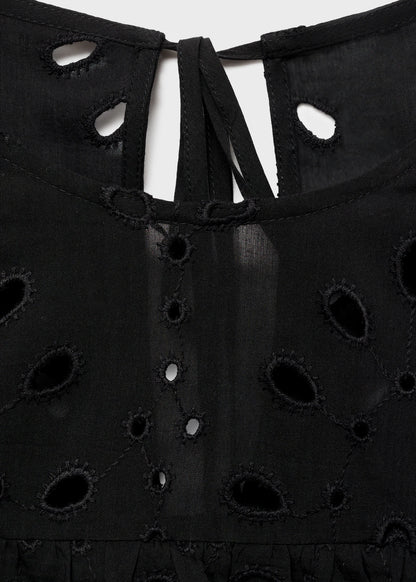 Blouse With Embroidered Eyelet Ruffles