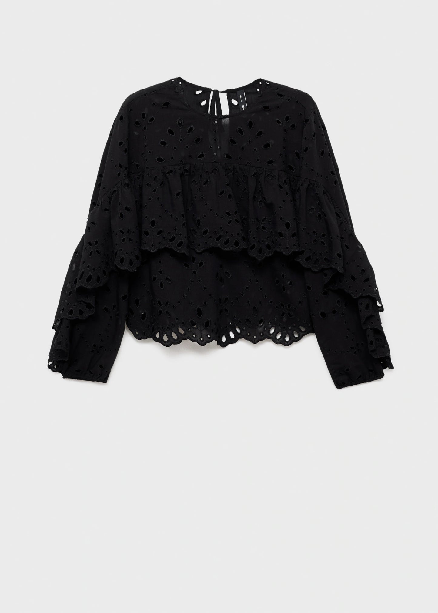 Blouse With Embroidered Eyelet Ruffles