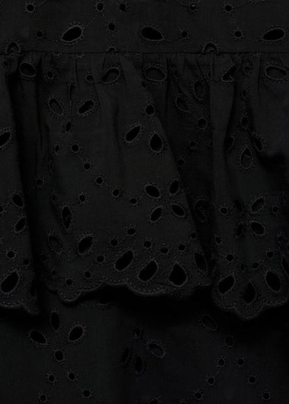 Blouse With Embroidered Eyelet Ruffles